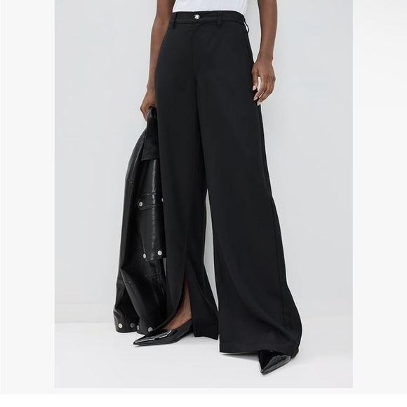 Paige Portia Wide Leg Pant with Slit in Black Size 28 - Picture 2 of 12